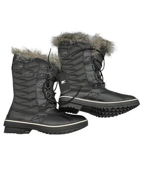 Sorel Womens Size 6.5  Tofino II Waterproof Faux Fur Trim‎ Boots Black Stone NWT